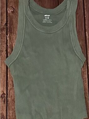 aerie Olive Green Ribbed Tank